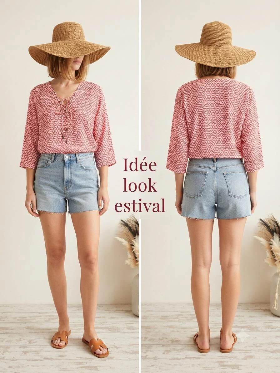 🌸Promod vloeiende geometrische rood en gebroken wit blouse – maat 42🌸 – photo 9